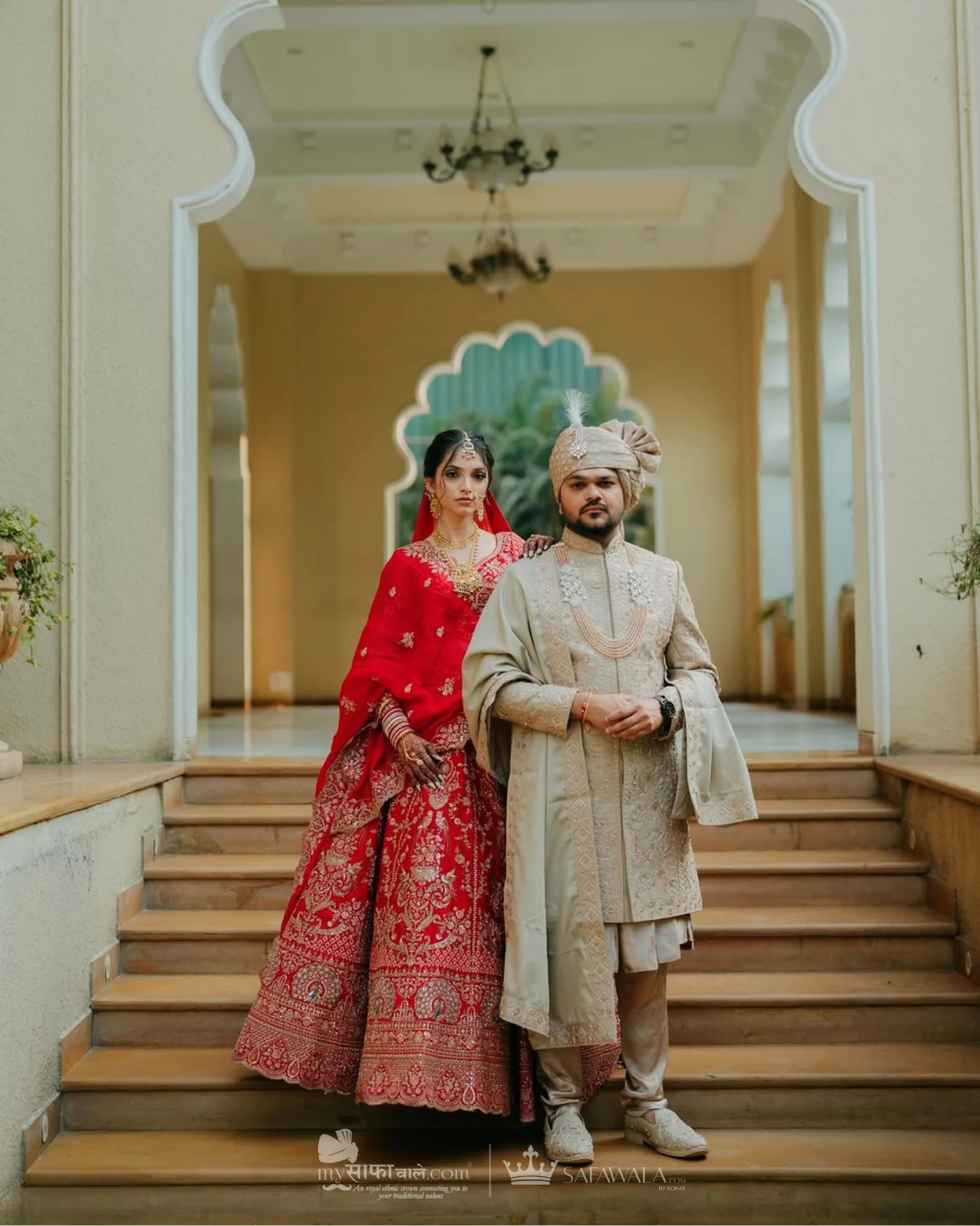 Coordinated ivory wedding pagdis for a formal celebration for baraat safa package for destination weddings