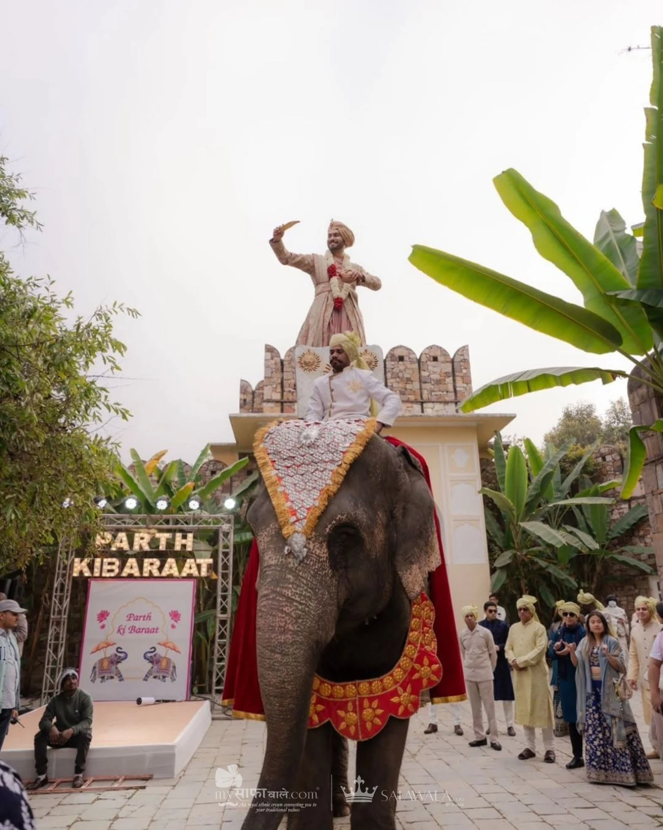 Pastel groom safa photographed in natural daylight for baraat safa package for destination weddings