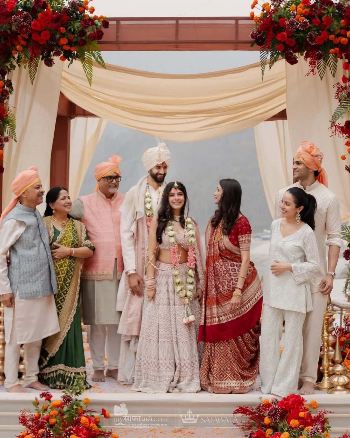 Royal red wedding safa and embroidered groom styling for baraat safa package for destination weddings